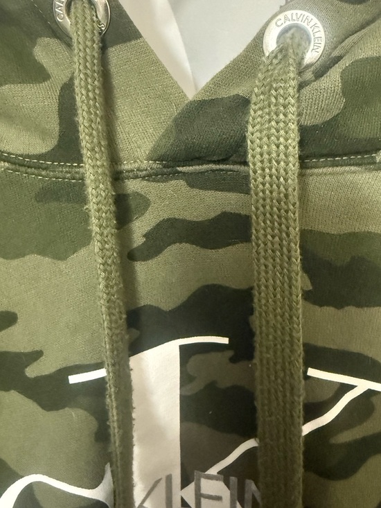 Calvin Klein Jeans Womens Plus Size 1X Olive Green Camo Hoodie Hooded Sweatshirt - Picture 6 of 7